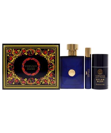 Versace Dylan Blue 3.4oz EDT Spray 2.5oz Deodorant Stick 0.33oz EDT Spray Men 3 Pc Gift Set