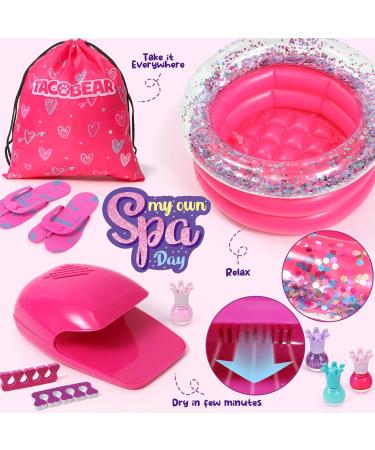 Kid Foot Spa & Nail Art Kit for Girls 5-12 Years | Manicure Pedicure Set, Nail Dryer, Nail Polish, Inflatable Foot Tub | Perfect Pamper Gift for Spa Sleepover Party - Buy Online on GoSupps.com