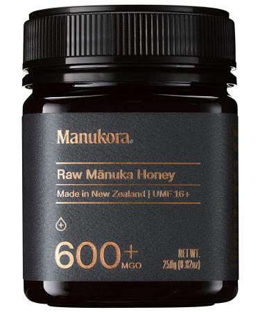 Manukora UMF 16+/MGO 600+ Raw Manuka Honey (250g/8.8oz) Authentic Non-GMO New Zealand Honey, UMF & MGO Certified, Traceable from Hive to Hand 8.82 Ounce (Pack of 1)