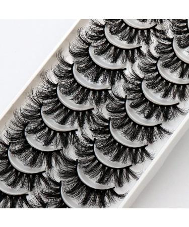Veleasha 6D23 Fluffy Wispy Faux Mink False Eyelashes 10 Pairs Pack - 22mm Long | Women's Criss-cross Fake Lashes - Buy Online on GoSupps.com