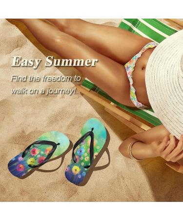 Mnsruu Watercolor Flower Flip Flops - XXL for Men & Women | Perfect for Home Hotel Spa & Travel - Buy Online on GoSupps.com