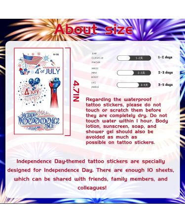 60Pcs American Flag Temporary Tattoo Sticker Set - Waterproof Red, White, and Blue Patriotic Decorations for 4th of July Independence Day Theme Party - Buy Online on GoSupps.com