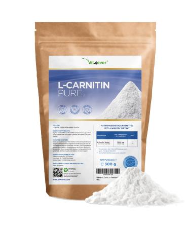 L -carnitine pure - 300 g pure powder without additives - 100% L -carnitine Tartrate - 100 portions with 3000 mg carnitine powder - laboratory test - vegan - high -dose - Premium quality - Buy Online on GoSupps.com