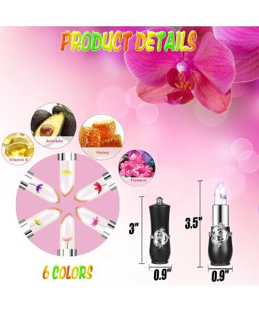 Magic Crystal Flower Jelly Lip Balm Set - 6Pcs | Long-Lasting Color Changing Lipsticks for Women | Nutritious Moisturizing Formula | pH Clear Temperature Lip Gloss | BLACK - Buy Online on GoSupps.com