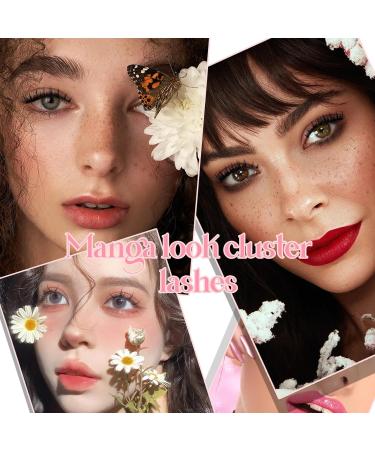 LANKIZ Manga Lashes | Natural Look Lash Clusters & Individual Extensions | D Curl 8-16mm | Korean & Asian Makeup | Fluffy Mink Wispy False Eyelashes - Buy Online on GoSupps.com