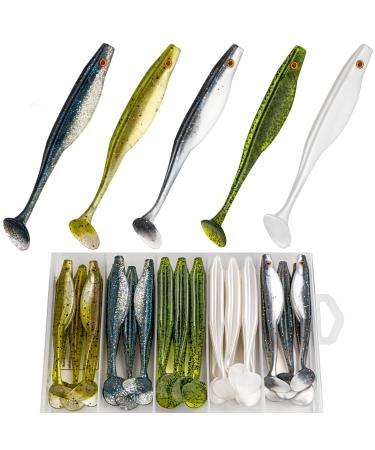 QualyQualy rubber fishing bait rubber bait set for Zander Hecht bait trout rubber bait for fresh water salt water with tackle box 20PCs 30PCs T-tail 12.7cm 20 pieces
