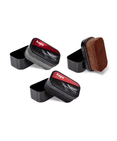 Kaps Set of Perfect Shine Polish Sponge in Black Brown and Neutral for Leather Shoes Boots Handbags Satchels and More Covers All Shoe Colors Universal Shoe Polish for Leather Goods