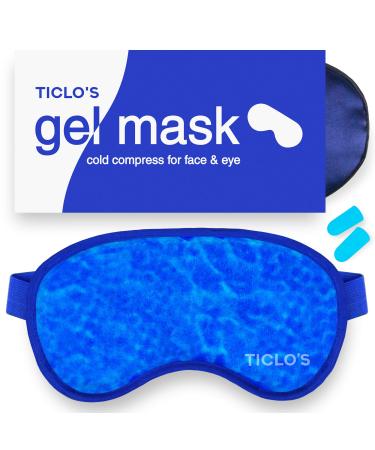 Ticlo's Gel Eye Mask - Cooling Ice Cold Compress Pad - Relax & Massage Your Tired  Puffy Eyes  Headaches  Face & Dark Circles - Bonus Silk Sleep Mask