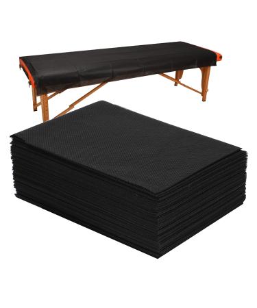 20 PCS Thick Massage Table Sheets Sets Disposable SPA Bed Sheets Non Woven Fabric Lash Bed Cover 31" X 70" Black 20PCS 31" X 70" Black Breathable