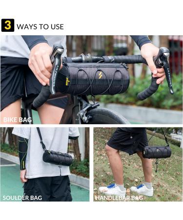 Rockbros Multifunctional Bicycle Handlebar Storage Bag - 2.4L Pocket with Shoulder Strap for MTB & Racing Bikes - Black - Buy Online on GoSupps.com