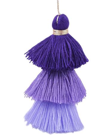 KONMAY Tri-Layered Tassels with Hanging Loop - Purple - 4pcs | Ideal for Jewelry Making & Clothing - Buy Online on GoSupps.com