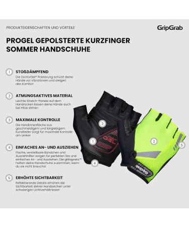 Gripgrab ProGel 4mm Doctorgel Short Finger Bicycle Gloves - Padded Fingerless Summer Cycling Gloves in Hi-Vis Yellow for Optimal Comfort - Buy Online on GoSupps.com
