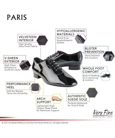 Men's Salsa Latin Tango Ballroom Waltz Dance Shoes - Size 8.5 Standard Black Patent - Buy Online on GoSupps.com