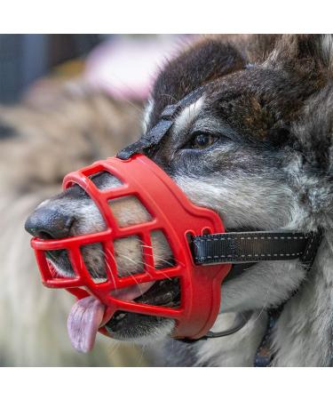 Muzzle for dogs soft silicone basket for dogs bite chewing and barking enables drinking and panting used with collar (snout 19: 1-24.1 cm) red) 2 (snout 7.5-9.5 ") - Buy Online on GoSupps.com