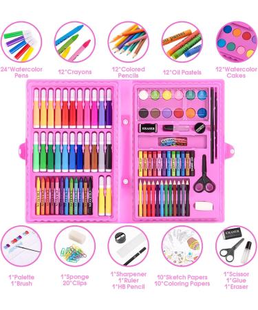 VigorFun Art Kit for Kids - Drawing & Painting Supplies Set with Oil Pastels, Crayons, Colored Pencils, and Watercolor Cakes in Pink Case - Ideal Gifts for Girls, Boys, and Teens - Buy Online on GoSupps.com
