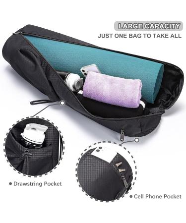 HAGUSU Waterproof Yoga Mat Bag with 2 Pockets, Adjustable Shoulder Strap - Black - Buy Online on GoSupps.com