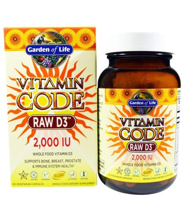 Garden of Life Vitamin Code Raw D3 2 000 IU 60 Vegetarian Capsules Stainless Steel With Black Accents