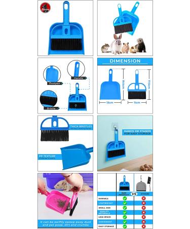 Mini Broom and Dustpan Cleaner for Small Pets - Ideal for Rabbit, Chinchilla, Hedgehog, Hamster - Blue - Buy Online on GoSupps.com