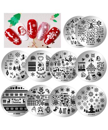 Howaf Christmas stamp template for nails 10 pieces Christmas nail art nail stamping plate nail stencils for women girls christmas decoration