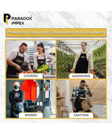 Buy Multi-Purpose Waterproof Barber Apron | Black Apron for Cooking Grilling Gardening & More - 2 Pockets for Men & Women - Buy Online on GoSupps.com