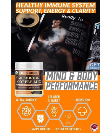 PureShrooms Mushroom Instant Coffee - Nootropic Adaptogen Blend with Lion's Mane, Reishi & Cordyceps - Natural Energy Boost with No Jitters - Sugar-Free & Preservative-Free - Buy Online on GoSupps.com