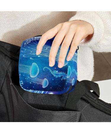 Menstruation Pad Bag with Zipper - Stylish Women's Napkin & Tampon Bags (Bright Jellyfish & Seahorses) - Buy Online on GoSupps.com