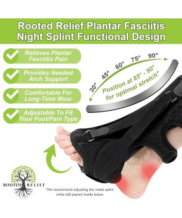 Rooted Relief Plantar Fasciitis Night Splints 2-Pack - Adjustable Straps for Achilles Tendonitis & Foot Drop - One Size - Buy Online on GoSupps.com