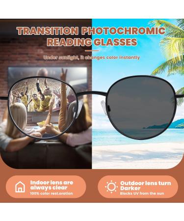 Progressive Reading Glasses for Men & Women - Blue Light Blocking Photochromic Multifocus Readers - Premium Black 2.5x Transition Sunglasses - Buy Online on GoSupps.com