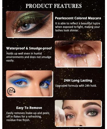 Gold Bronze Glitter Metallic Mascara for Eyelashes-2PCS Colored Tubing Mascara Volume and Length Longlasting Waterproof Smudge-Proof Curling Mascara for Women Cosplay Party Stage Use Eye Makeup 05 Gold +06 Bronze - Buy Online on GoSupps.com