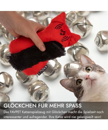 Favpet Plush Cat Toys with Bells - Cuddly Cat Pillows & Kitten Toys - Soft Plush Toys for Cats (Red) - Buy Online on GoSupps.com