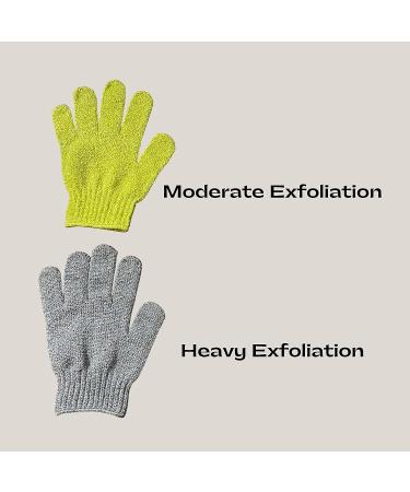 Exfoliating Bath Gloves - 2 Pairs (Medium & Heavy Exfoliation) for Shower, Spa, Massage - Body Scrubber with Hanging Loop - Buy Online on GoSupps.com