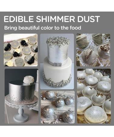 WWTop Silver Edible Glitter 5G | Food & Drink Glitter Dust for Cakes Cupcakes Chocolate & Strawberries - Buy Online on GoSupps.com