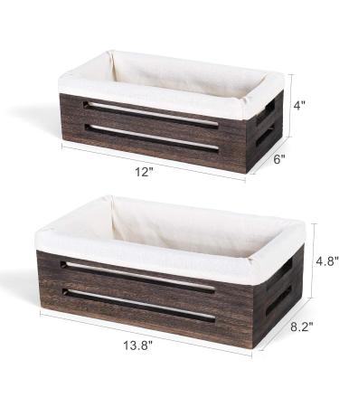 Dahey Toilet Tank Paper Basket Organizer- 2 Pack Wooden Storage Bins for Bathroom and Closet with Handles and Washable Liner - Buy Online on GoSupps.com