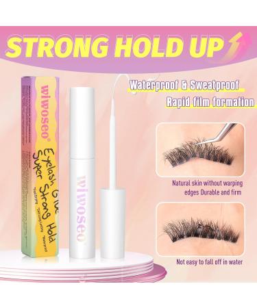 Super Strong Hold Eyelash Glue - Clear Adhesive for Strip & Lash Extensions - Fast Drying Waterproof Long Lasting (5ml) - B-Eyelash Glue - Buy Online on GoSupps.com