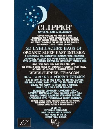 Clipper Organic Sleep Easy Infusion Tea 20 Teabags (1 x 20 bags) - Buy Online on GoSupps.com