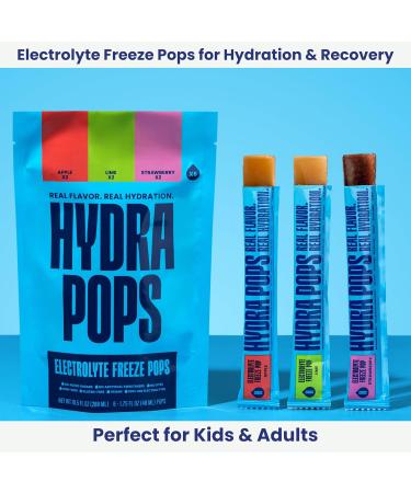 Electrolyte Freeze Pops Hydration Drinks with Electrolytes Vegan Gluten Free No Added Sugars 200mg+ Electrolytes 6-Pack Variety Lime Apple Strawberry 1.75 Fl Oz (Pack of 6) - Buy Online on GoSupps.com