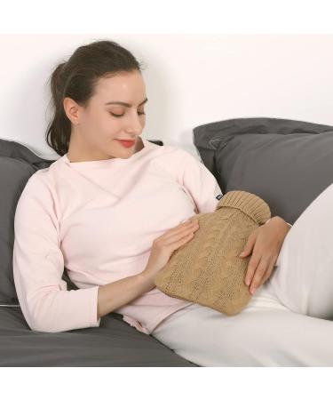Samply 2L Hot Water Bottle with Knitted Cover in Khaki - Stay Cozy & Warm - Buy Online on GoSupps.com