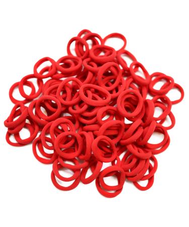 100Pcs Thick Hair Ties Seamless Cotton Hair Bands Elastics Ponytail Holders No Damage Hair Ties Diameter 1.5 inch for Women Girls Kids Toddler Thick Hair Red
