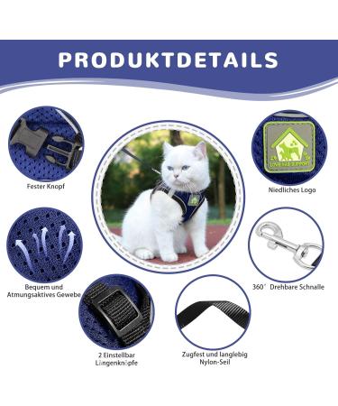 Adjustable Cat Dishes Set with Leash - Soft Lining & Breathable Mesh for Cats Kittens Dogs & Puppies (Navy Blue Size S) - International Shipping Available - Buy Online on GoSupps.com