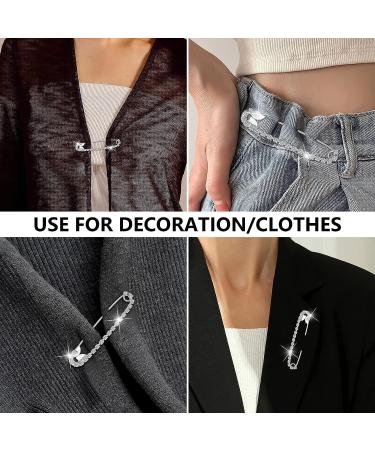 Silver Rhinestone Peach Heart Safety Pins Brooches Set - 10 Pieces for Skirts, Sweaters, Scarves, Hats - Stylish Jewelry Accessories - Buy Online on GoSupps.com