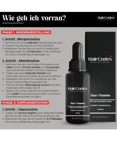  HairCodex Booster Serum 6 x 50 ml Hair Growth Treatment 1 Dermaroller Biotin and Keratin Hair or Beard Hereditary Hair Loss (300 ml Hair Booster Kit 300 - Buy Online on GoSupps.com