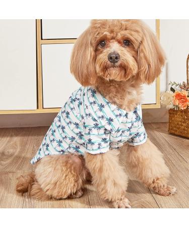 Yanmucy Hawaiian Shirt for Small Dogs - 2-Piece Cool & Breathable Summer Pet Apparel with Coconut Tree Pattern - Perfect for Medium Blue Dogs - Buy Online on GoSupps.com