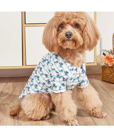 Yanmucy Hawaiian Shirt for Small Dogs - Cool & Breathable Summer Pet Clothing - 2 Piece Palm Leaf Pattern - Buy Online on GoSupps.com