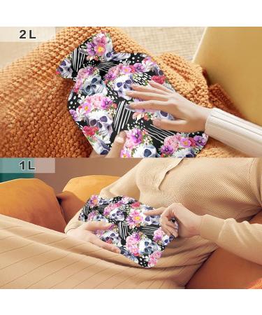 Hot Water Bottles with Skulls & Flowers Cover | 2L Pain Relief for Women Girls & Children | International Shipping - Buy Online on GoSupps.com