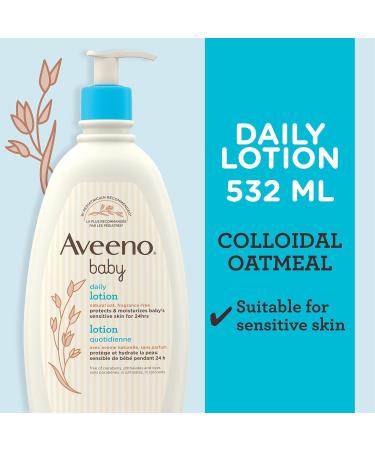 Aveeno Baby Daily Moisture Body Lotion for Delicate Skin Natural Colloidal Oatmeal & Dimethicone Hypoallergenic Moisturizing Baby Lotion Fragrance- Phthalate- & Paraben-Free 532mL - Buy Online on GoSupps.com