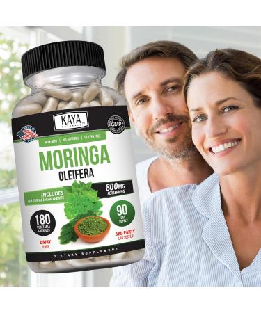 Kaya Naturals Moringa Leaf Extract - Complete Greens Superfood Supplement - Pure Miracle Tree Moringa - Boost Energy Naturally - Nutrient Dense Vitamins for Adult - 180 Veggie Count - Buy Online on GoSupps.com