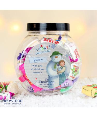 Custom Personalised The Snowman and the Snowdog Blue Sweet Jar - Swizzels Sweet 250g - Buy Online on GoSupps.com