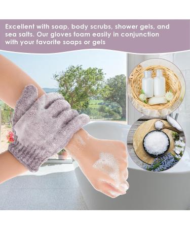 Sibba Exfoliating Gloves - Natural Loofah Bathing Gloves for Body and Face - Double Sided Shower Body Gloves - Dead Skin Remover - Purple - Buy Online on GoSupps.com