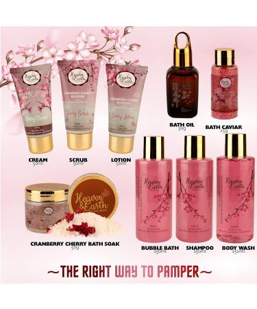 Pampering Birthday Gift Spa Basket for Couples | Cranberry Cherry Blossom Bath Gift Set for Women | Perfect Holiday Gift Baskets for Her - Buy Online on GoSupps.com