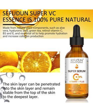 Vitamin C Face Serum | Anti-Aging Super Serum with Hyaluronic Acid Vitamin E | Brightens Dark Spots & Evens Skin Tone - Buy Online on GoSupps.com